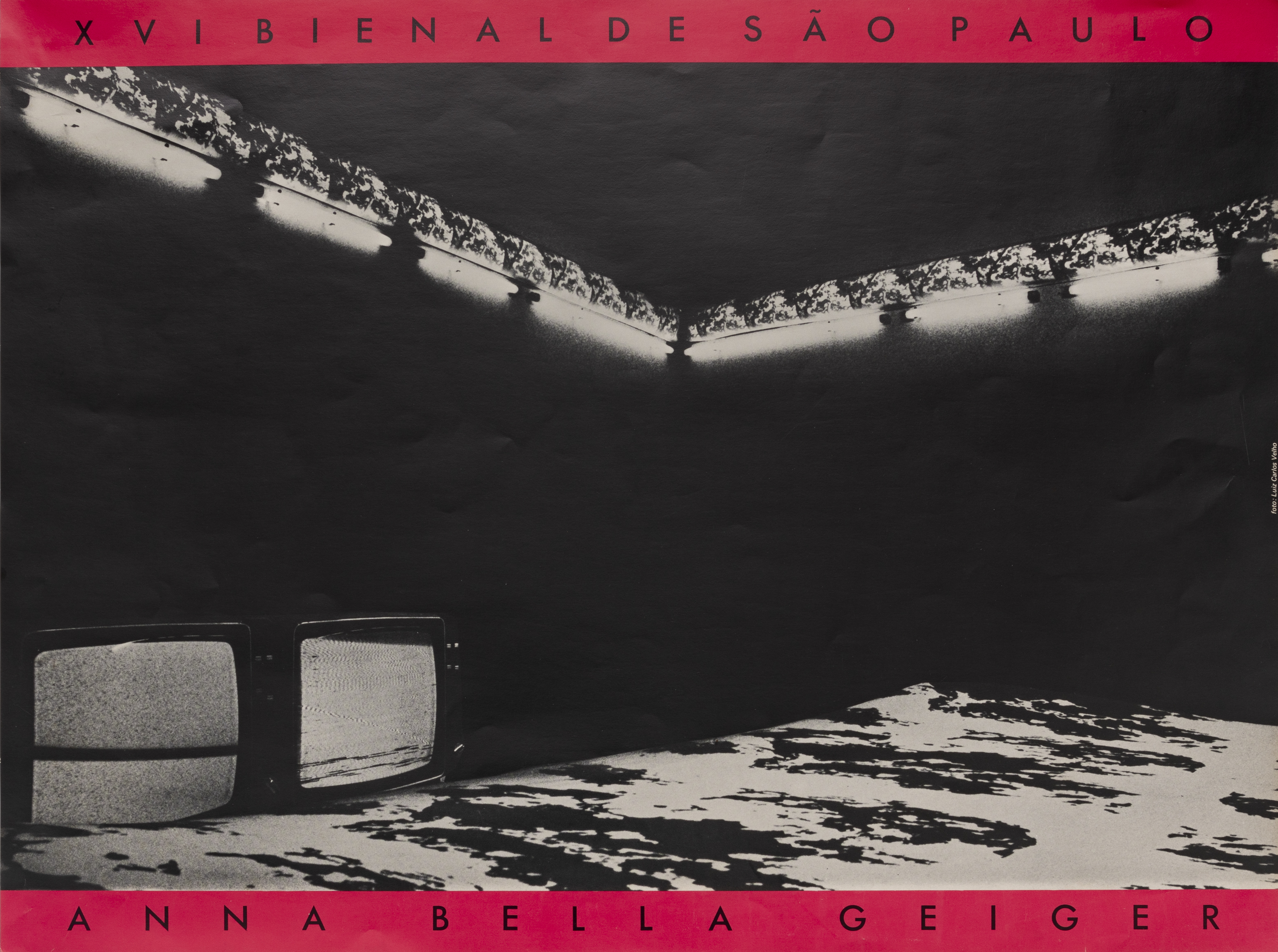 Anna Bella Geiger, poster of the installation Mesa, friso e vídeo macios, 1981, at the XVI São Paulo Biennial, 1981, courtesy of the artist and Mendes Wood DM, São Paulo, Brussels, Paris, New York, artist's collection. Photo: publicity