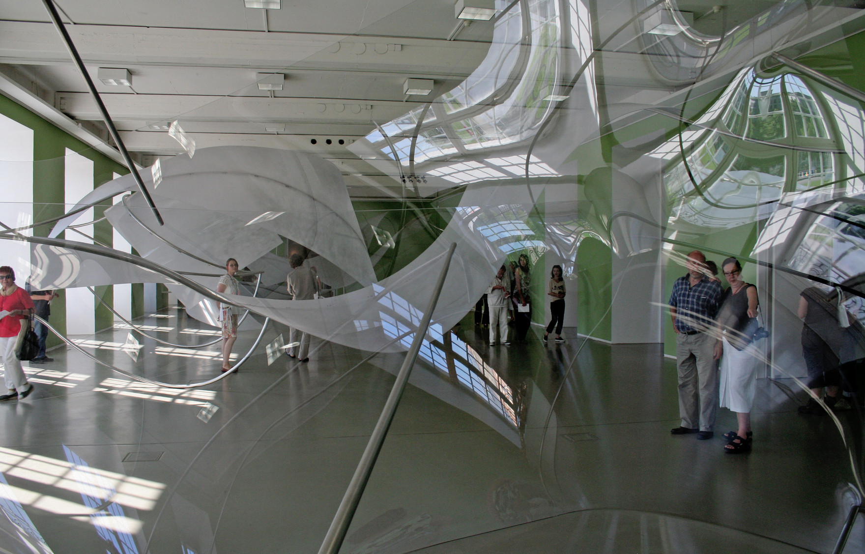 Internal and external views of Iole de Freitas' installation at Documenta 12