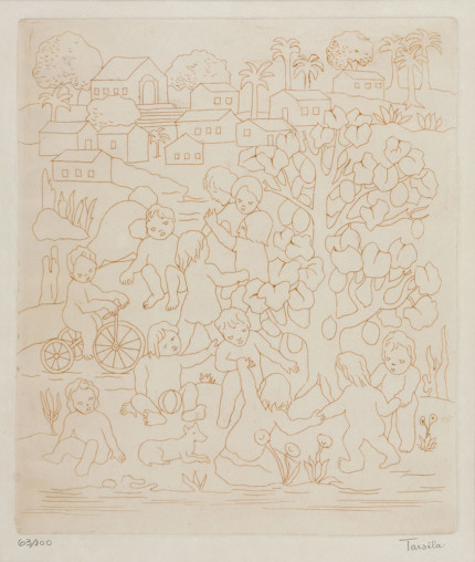 "Crianças no vilarejo" (1970), Tarsila do Amaral – adquirida pela Pinacoteca em 1973 (Foto: Pinacoteca de São Paulo / Divulgação)