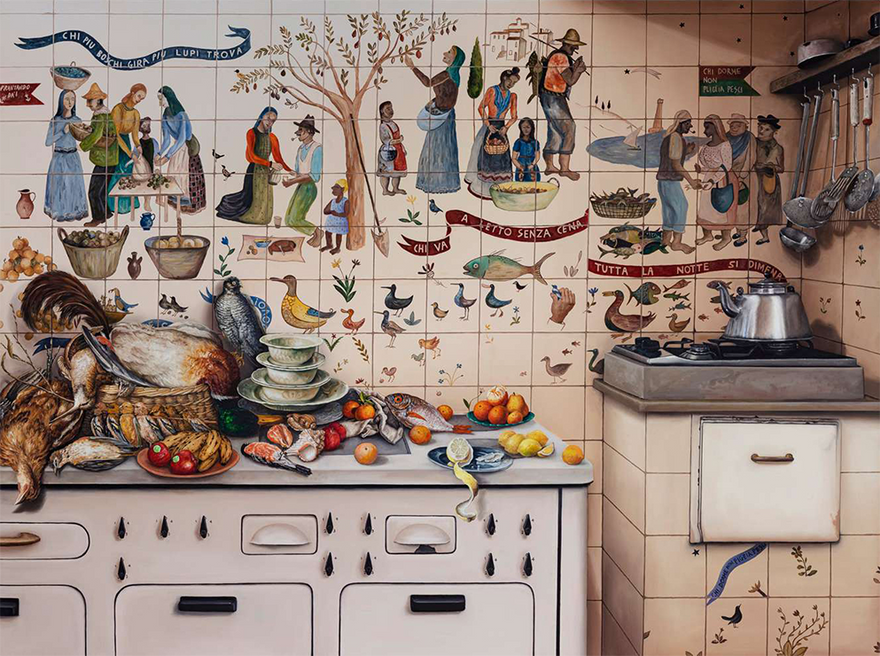 Ana Elisa Egreja, "Cozinha Pennacchi", 2021. Óleo sobre tela. (Foto: Filipe Berndt/cortesia Millan)