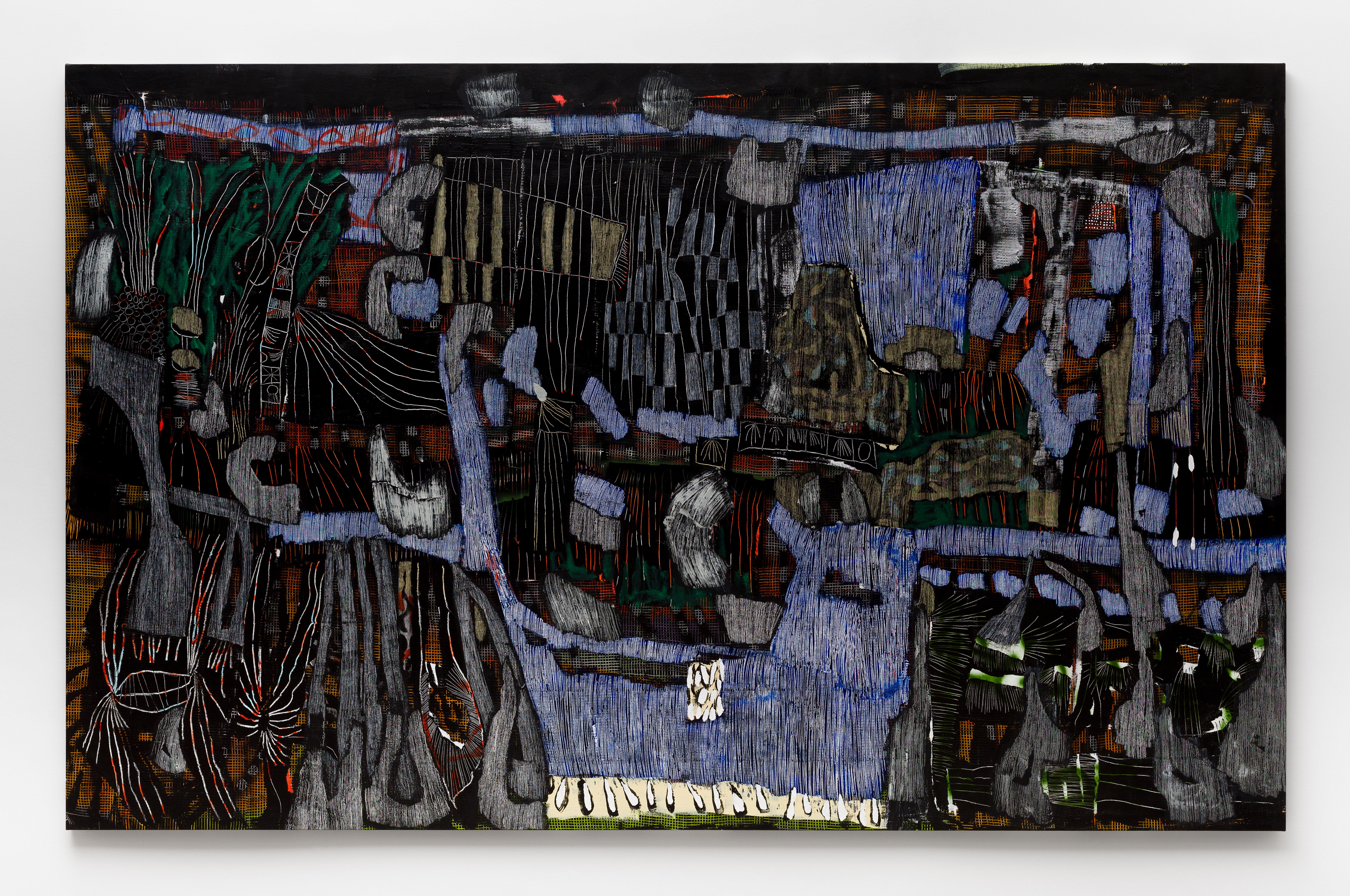 Laís Amaral, "Sem título IV", da série "Como um zumbido estrelar, um pássaro no fundo do ouvido", 2024. Acrílico sobre linho, 165 × 264 cm. © cortesia Galeria Mendes Wood DM.