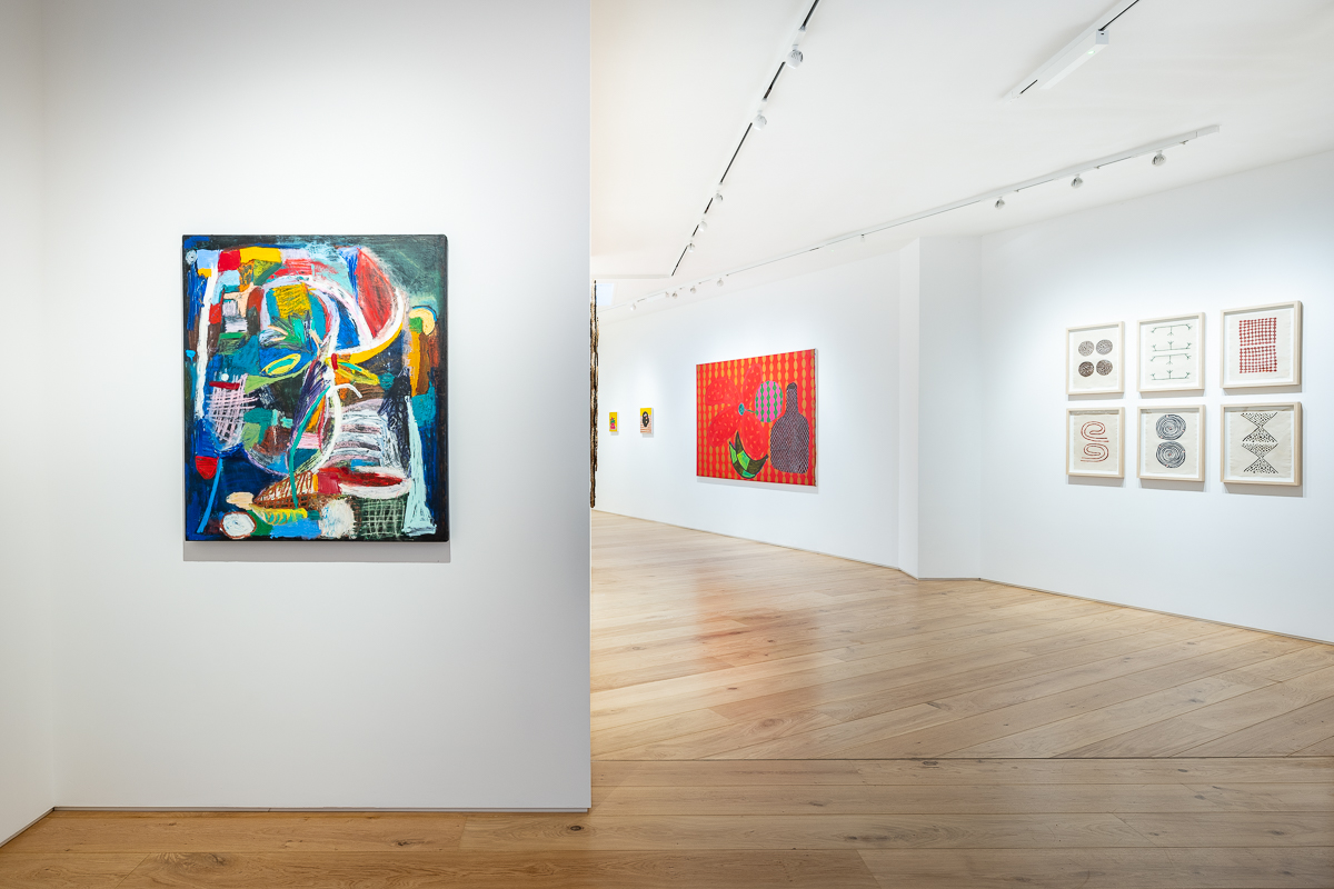 Installation view of Off The Grid, works by Merve Iseri and Ana Prata, London, Off The Grid, 2021, LAMB, LondonLAMB